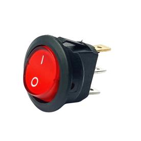 ILLUMINATED ON-OFF ROUND ROCKER SWITCH - 6A 250V (RED)